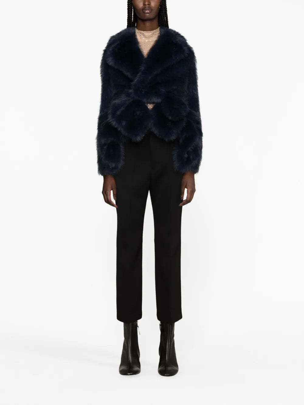 Buckled Pleated Flared Wool Trousers