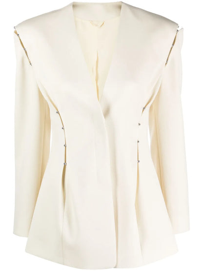Dart-Detail Tailored Virgin Wool Blazer