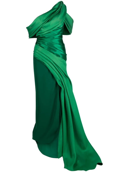 Draped Open-Shoulder Gown