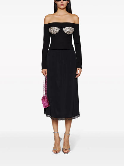 Crystal-Bustier Off-Shoulder Top