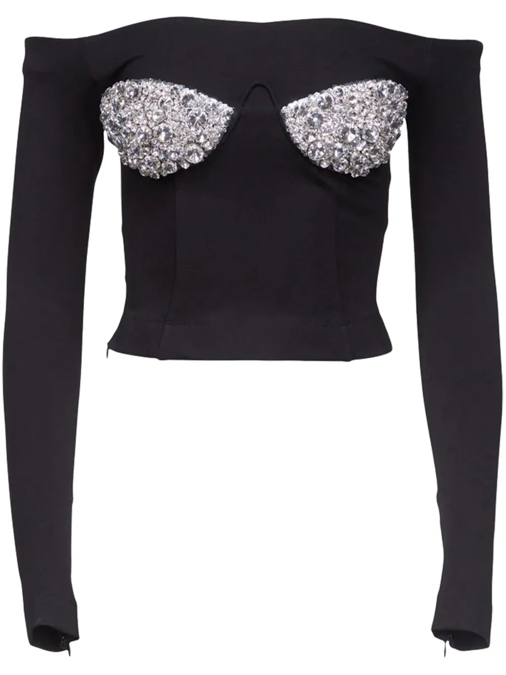 Crystal-Bustier Off-Shoulder Top
