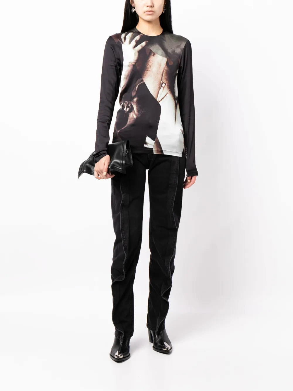 Body Collage-Print Long-Sleeve T-Shirt