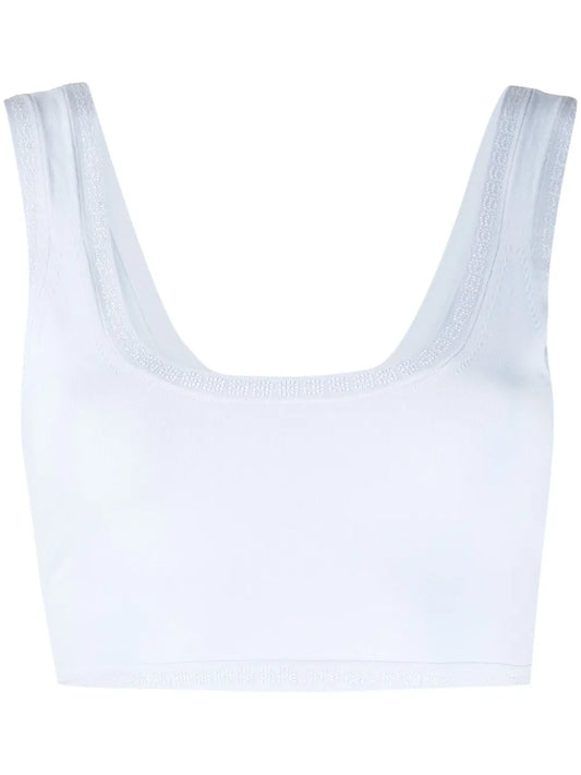 Rhinestone-Trim Cropped Top