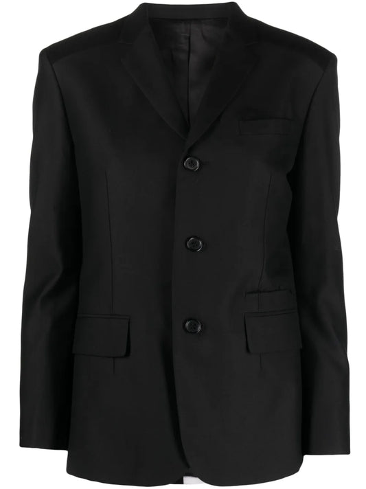Bead-Appliqué Wool Blend Blazer
