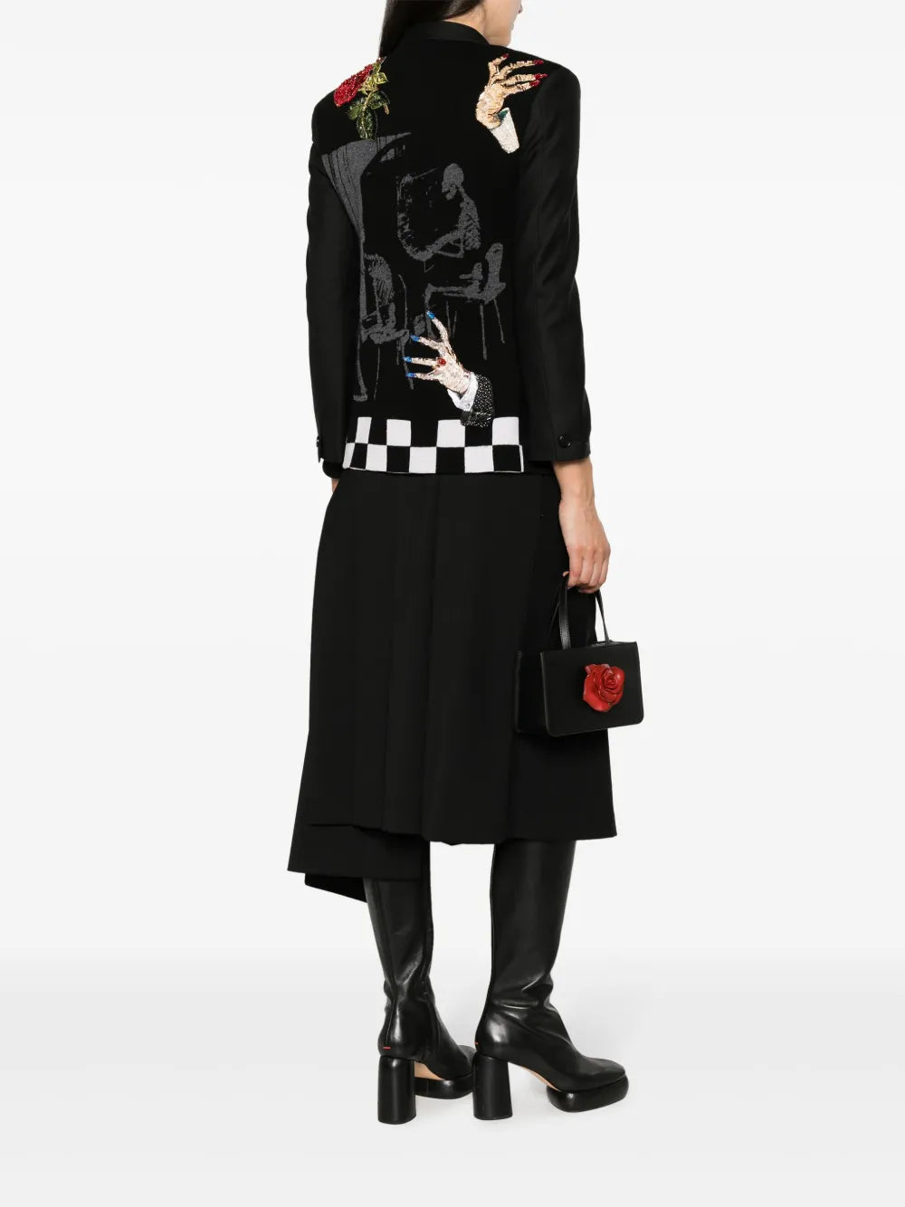 Bead-Appliqué Wool Blend Blazer