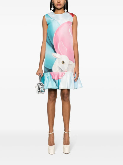 Graphic-Print Flared Minidress