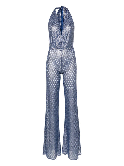 Open-Knit Halterneck Jumpsuit