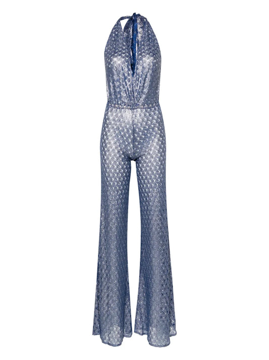 Open-Knit Halterneck Jumpsuit