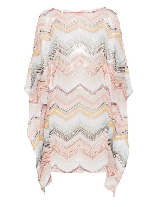 Zigzag-Woven Lurex-Detailed Kaftan