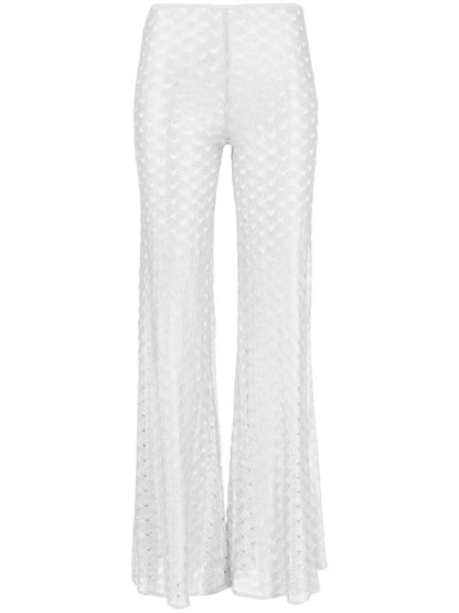 Zigzag-Woven Flared Trousers