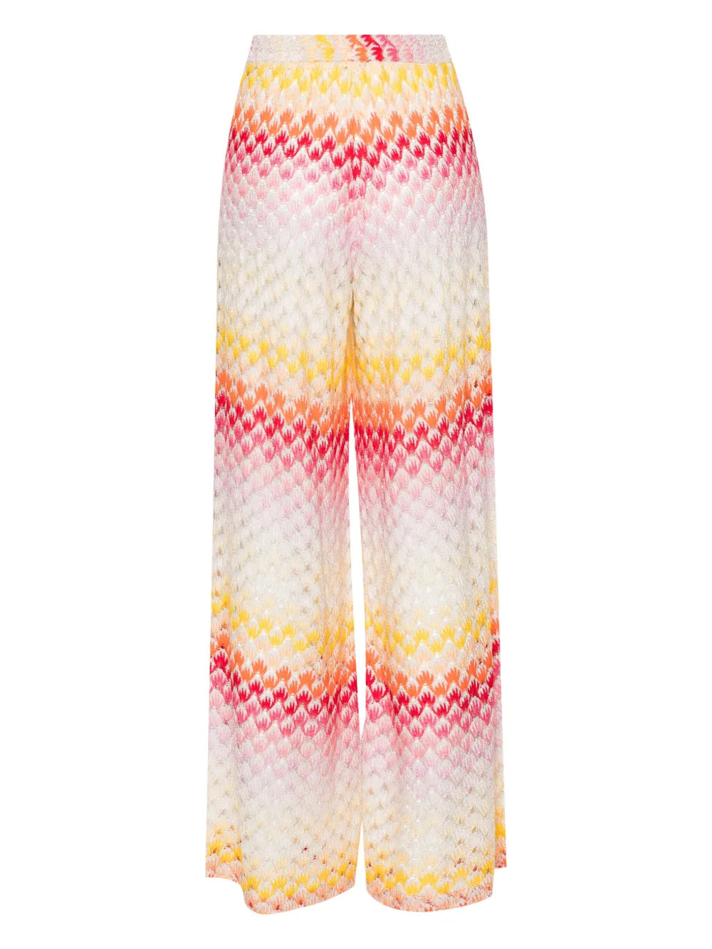 Seashell-Knit Wide-Leg Trousers