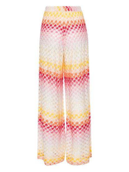 Seashell-Knit Wide-Leg Trousers