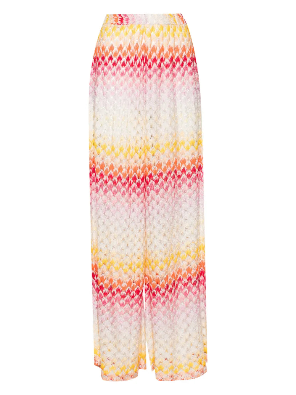 Seashell-Knit Wide-Leg Trousers