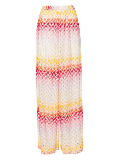 Seashell-Knit Wide-Leg Trousers