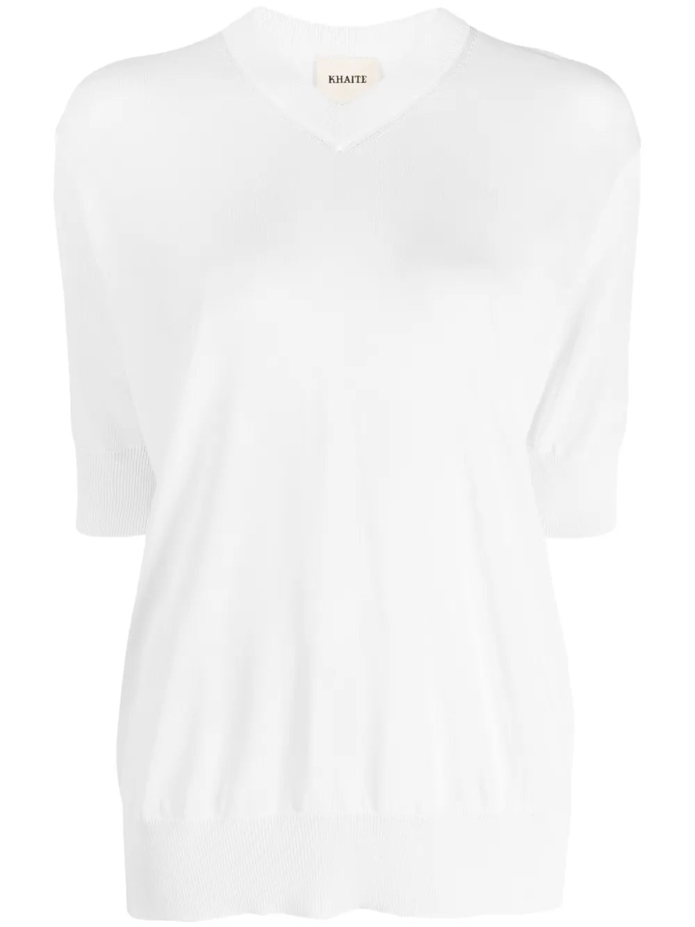 Fine-Knit V-Neck Sweatshirt
