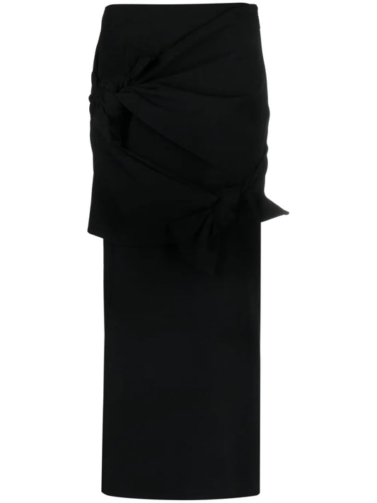 Knot-Detail A-Line Midi Skirt