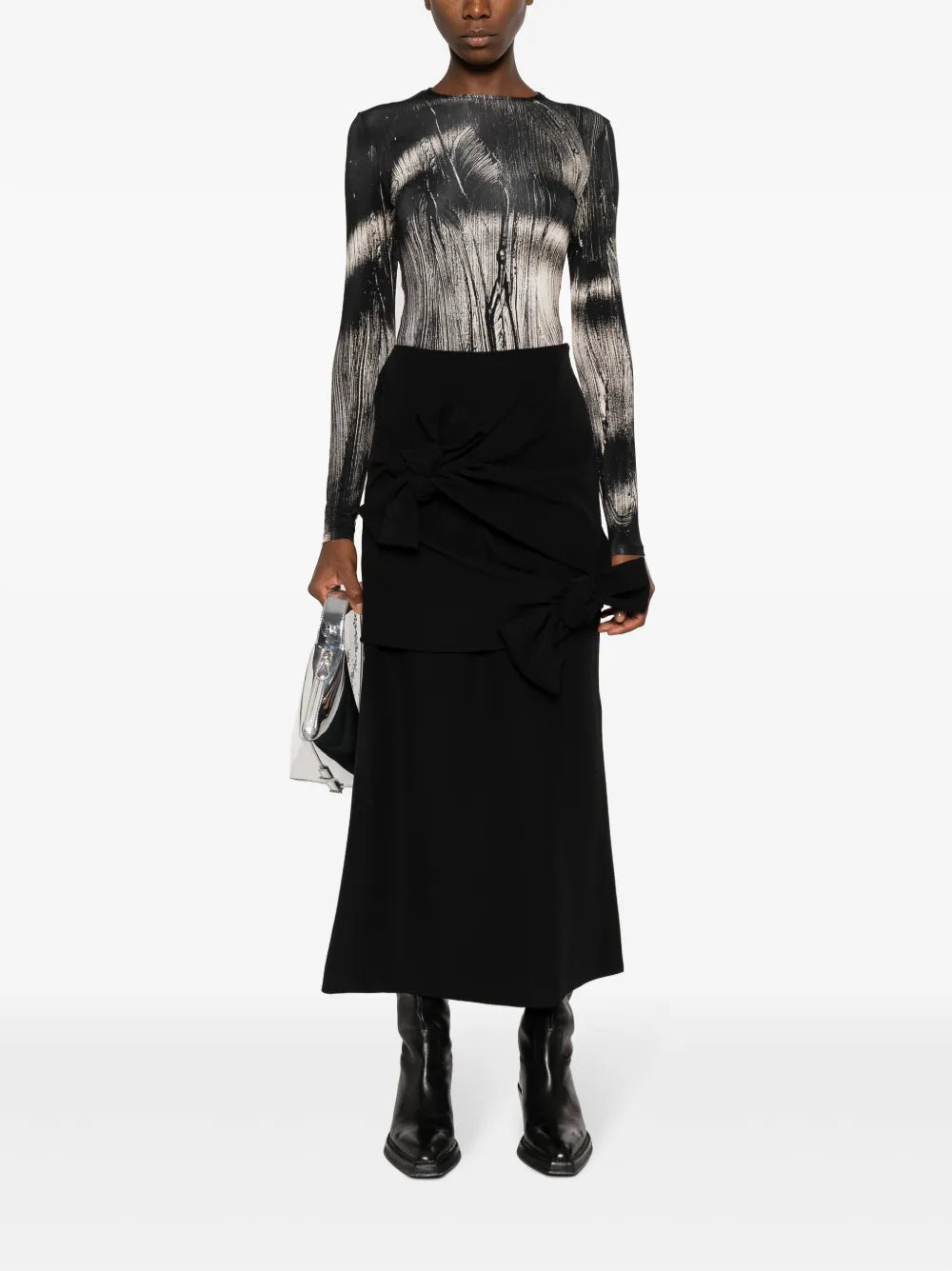 Knot-Detail A-Line Midi Skirt