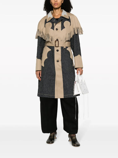 Fringed Panelled Single-Breasted Coat