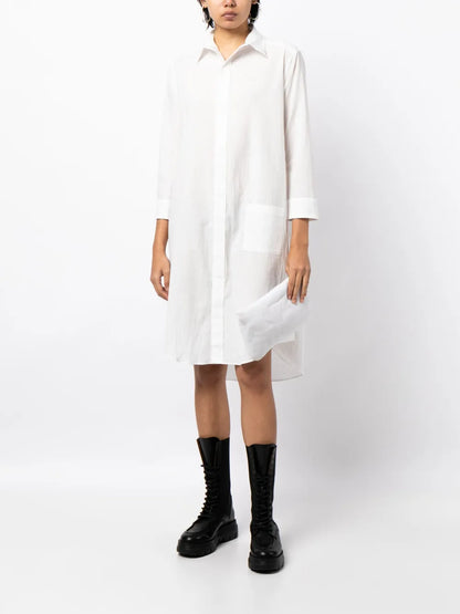 Classic-Collar Cotton Dress