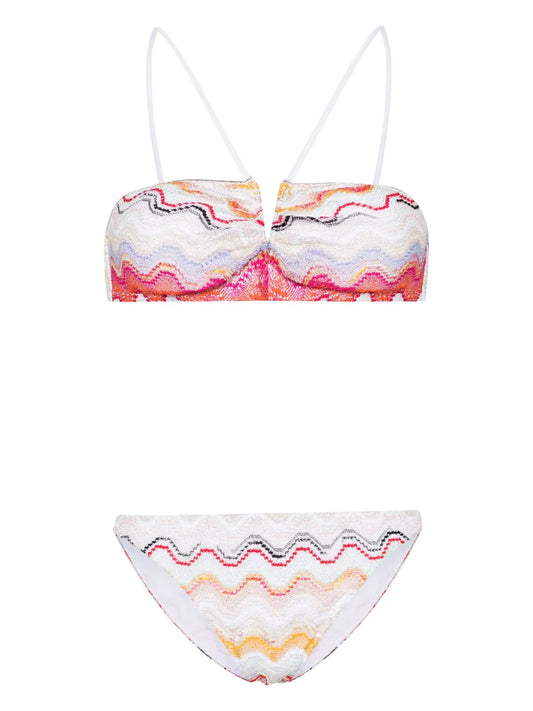 Wave Knitted V-Wire Bikini Top