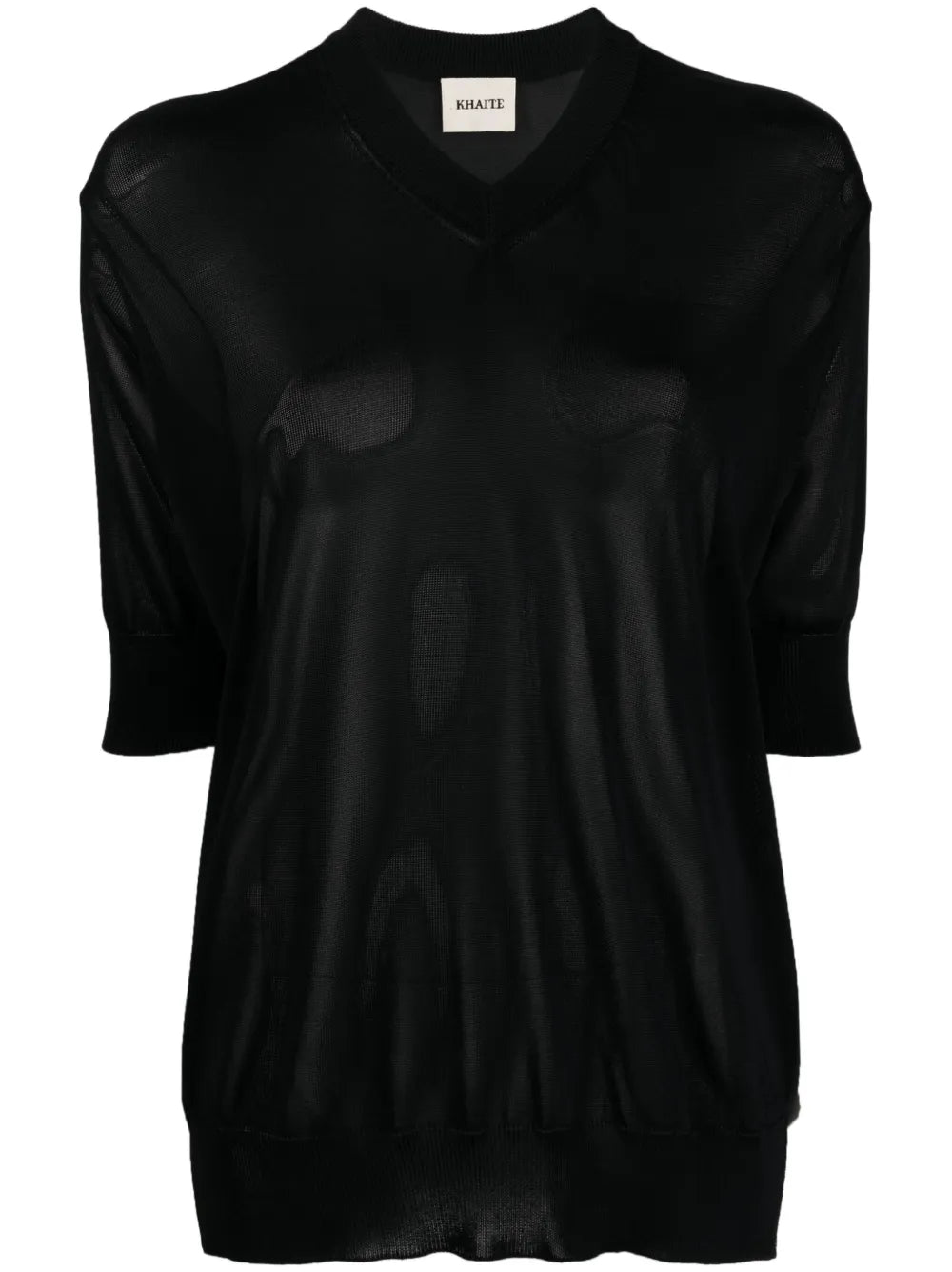 Fine-Knit V-Neck Sweatshirt