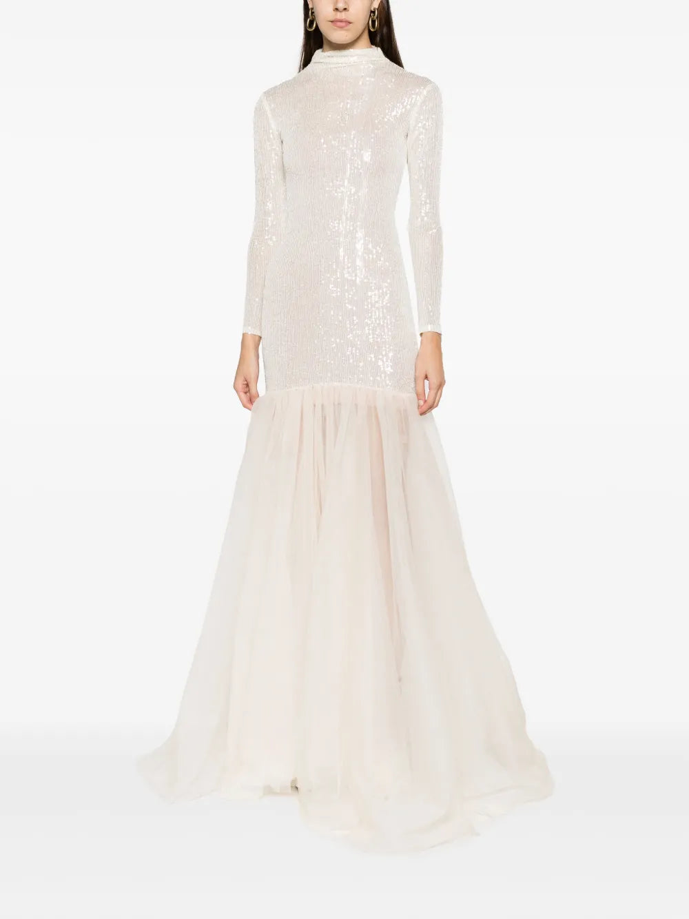 High-Neck Sequin Mermaid Gown