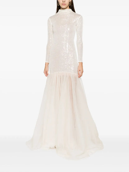 High-Neck Sequin Mermaid Gown