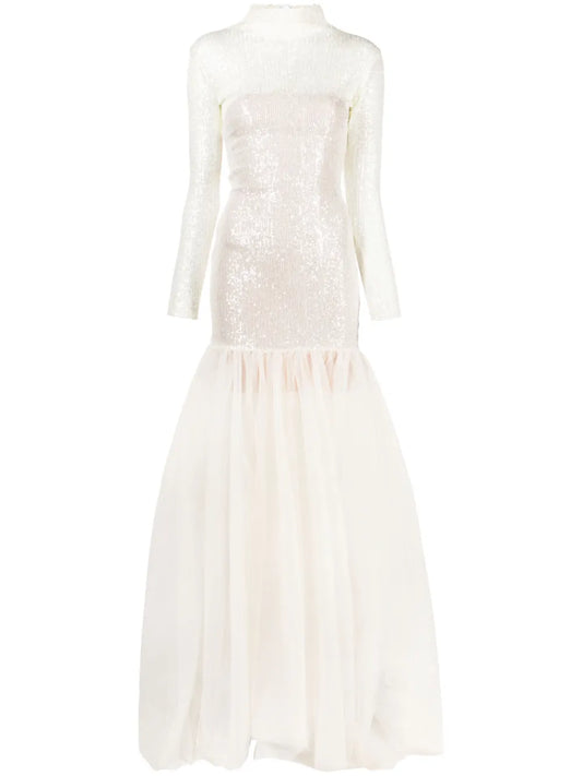 High-Neck Sequin Mermaid Gown