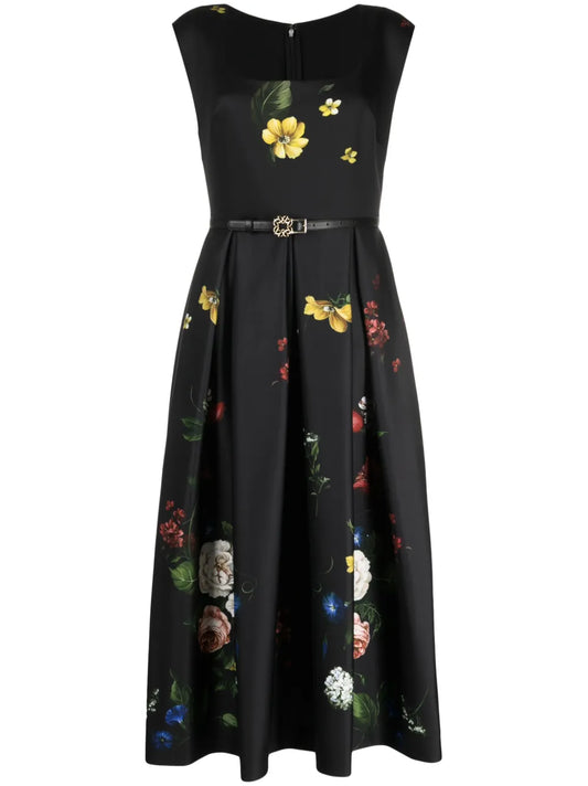 Floral A-Line Silk Dress