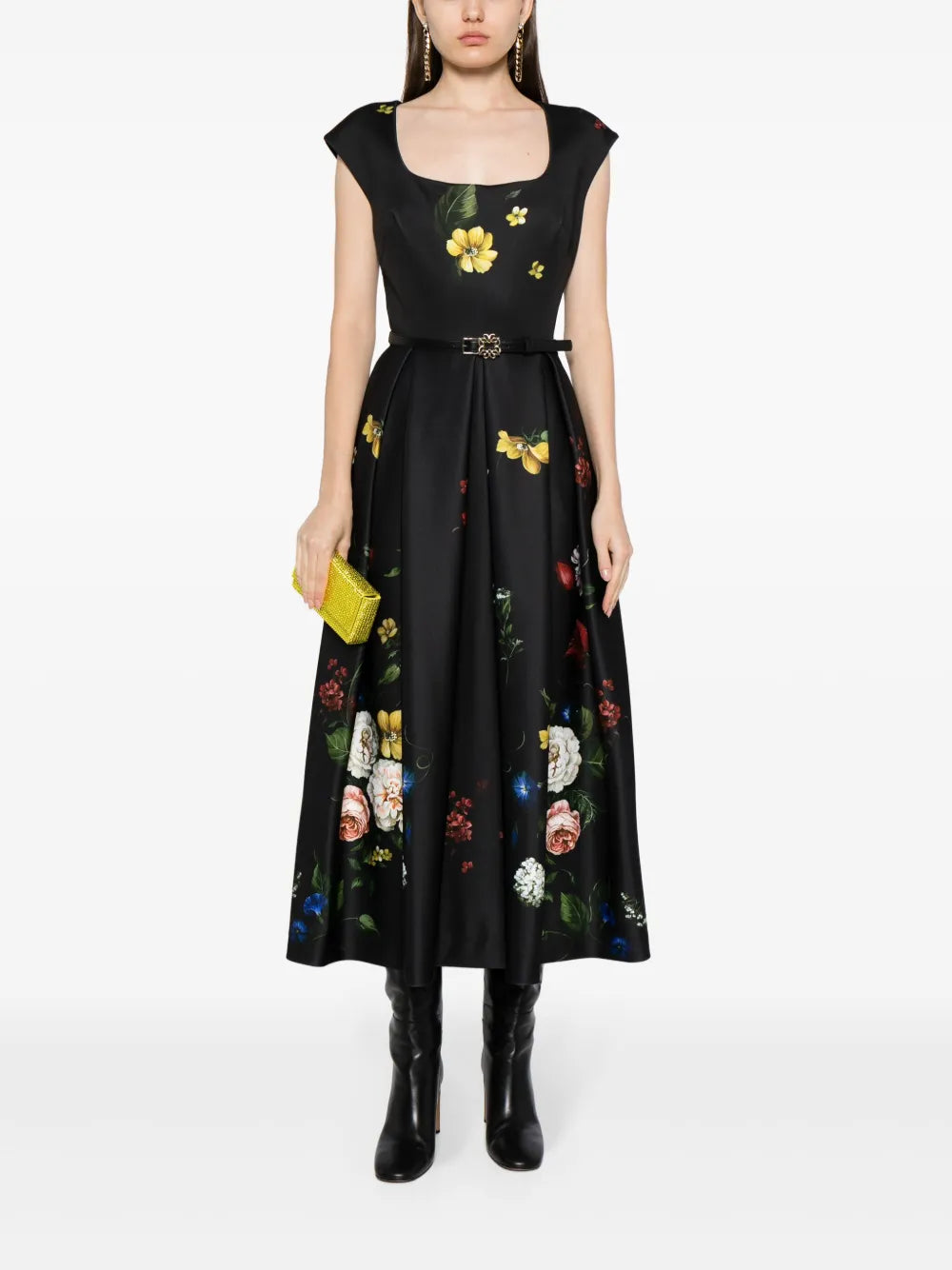 Floral A-Line Silk Dress