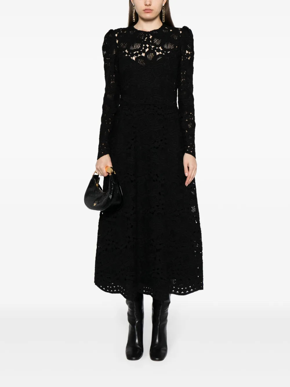 Corded-Lace Midi Dress