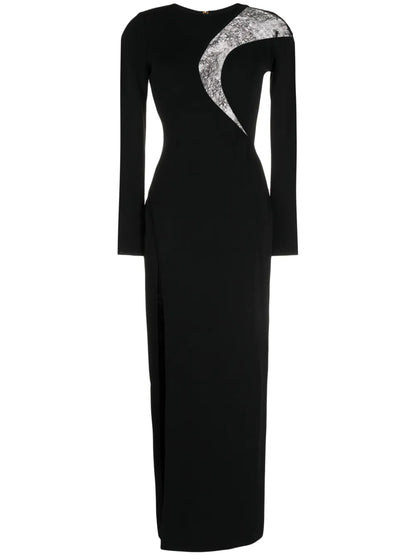 Lace-Detail Knitted Maxi Dress
