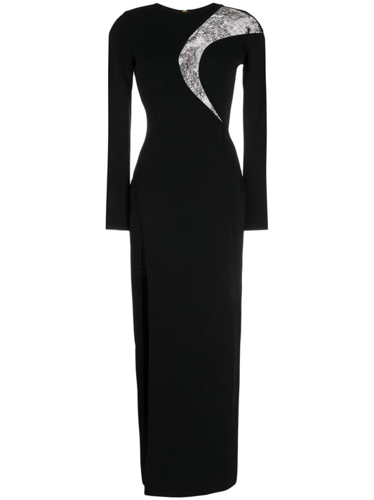 Lace-Detail Knitted Maxi Dress