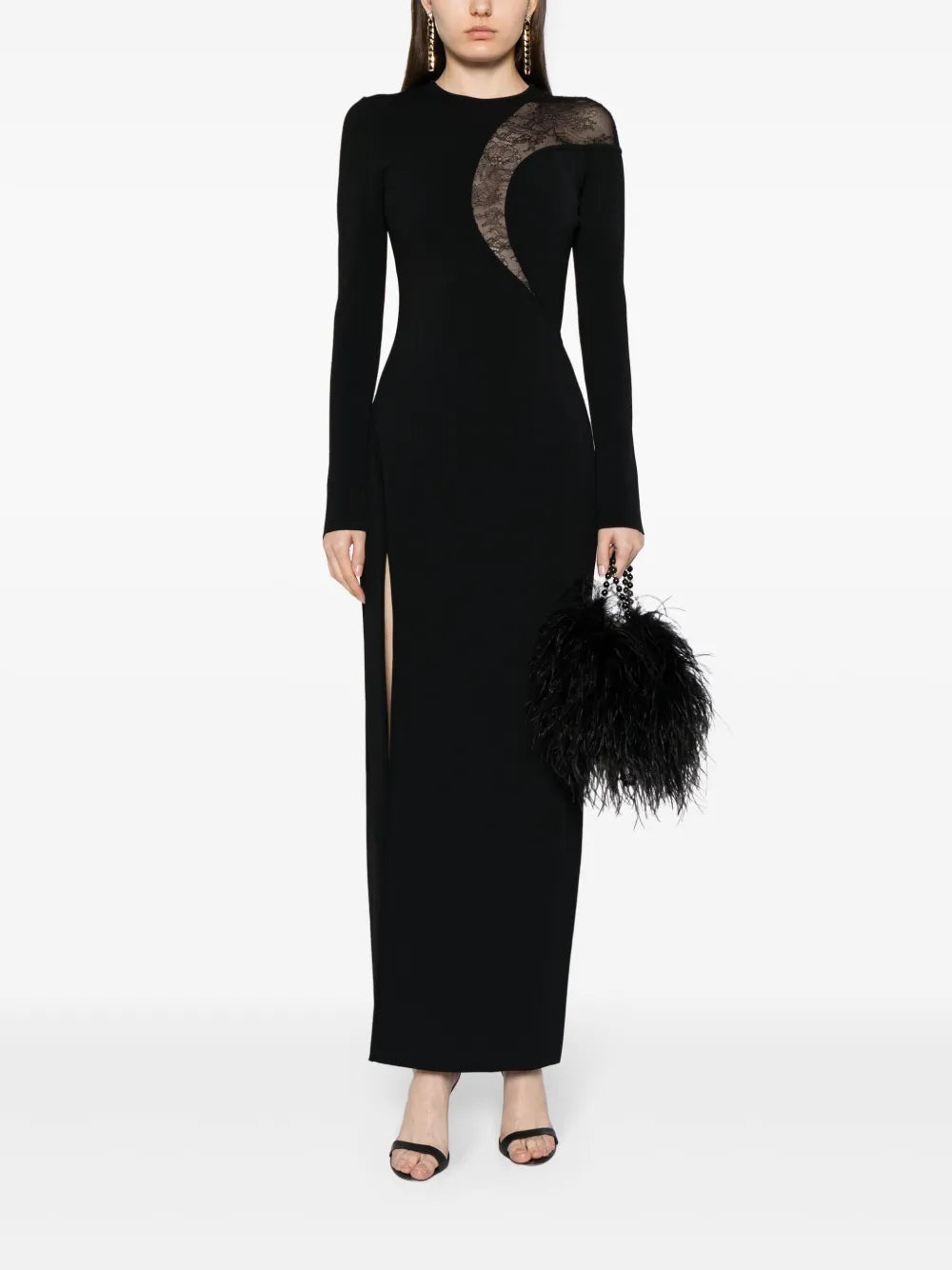 Lace-Detail Knitted Maxi Dress
