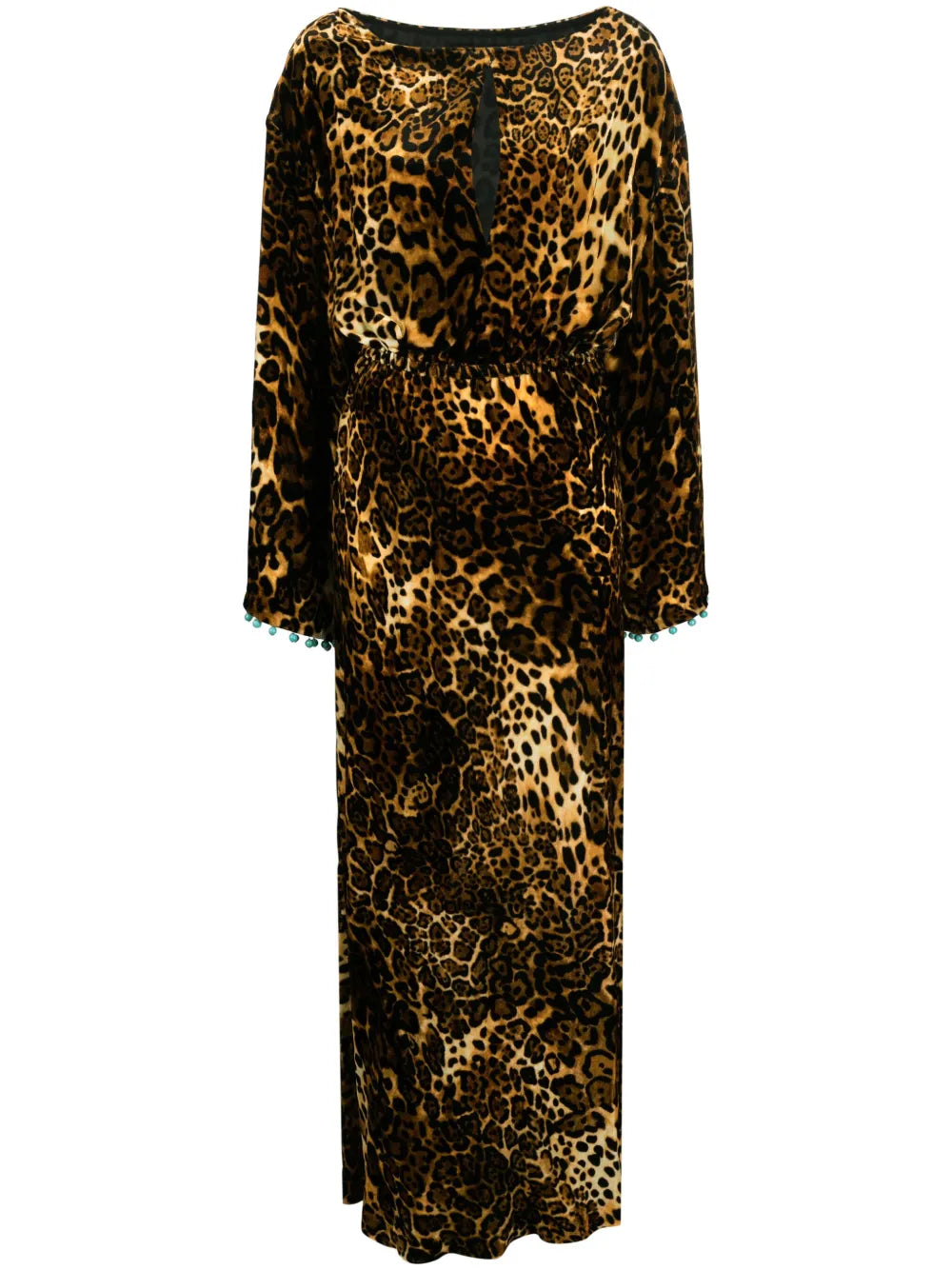 Leopard-Print Embellished Maxi Dress