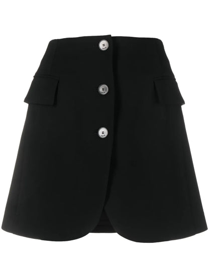 Button-Front Virgin-Wool Miniskirt