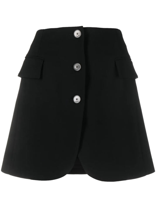 Button-Front Virgin-Wool Miniskirt