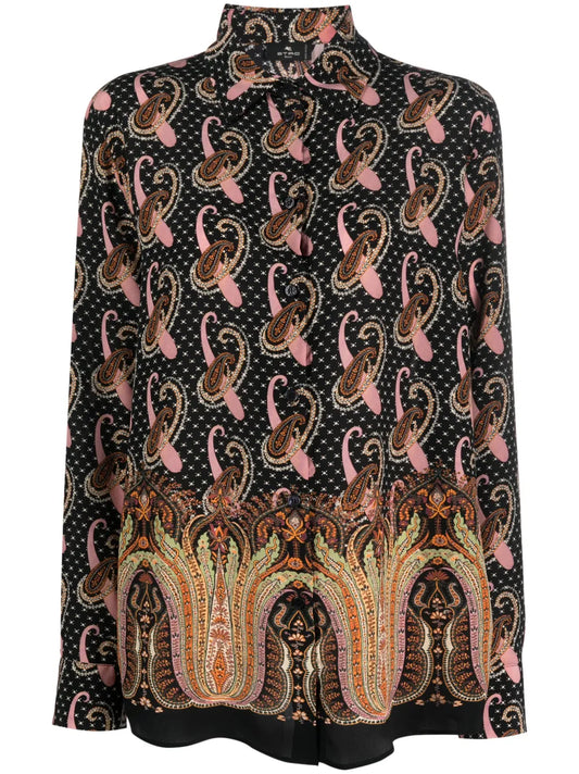 Paisley-Print Silk Shirt