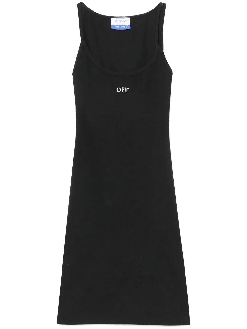 Off-Embroidered Ribbed Minidress