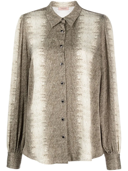 Lizard Skin Effect Butotn-Up Shirt
