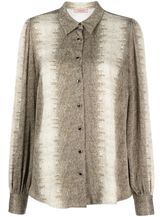 Lizard Skin Effect Butotn-Up Shirt