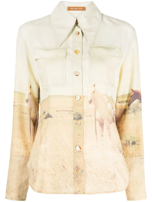 Camille Horse-Print Shirt