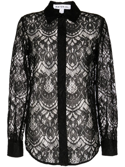 Lace-Detail Long Sleeve Shirt