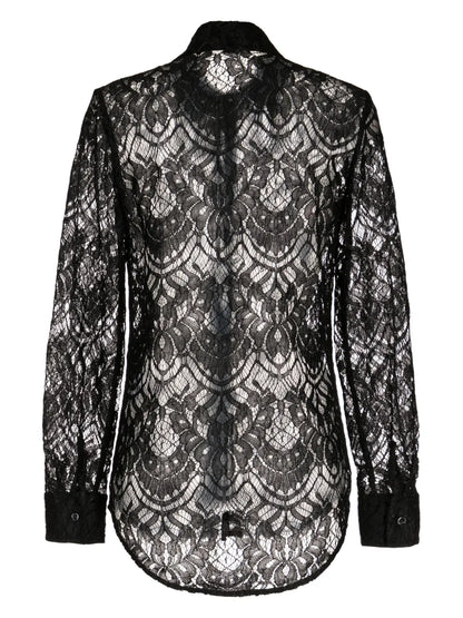 Lace-Detail Long Sleeve Shirt