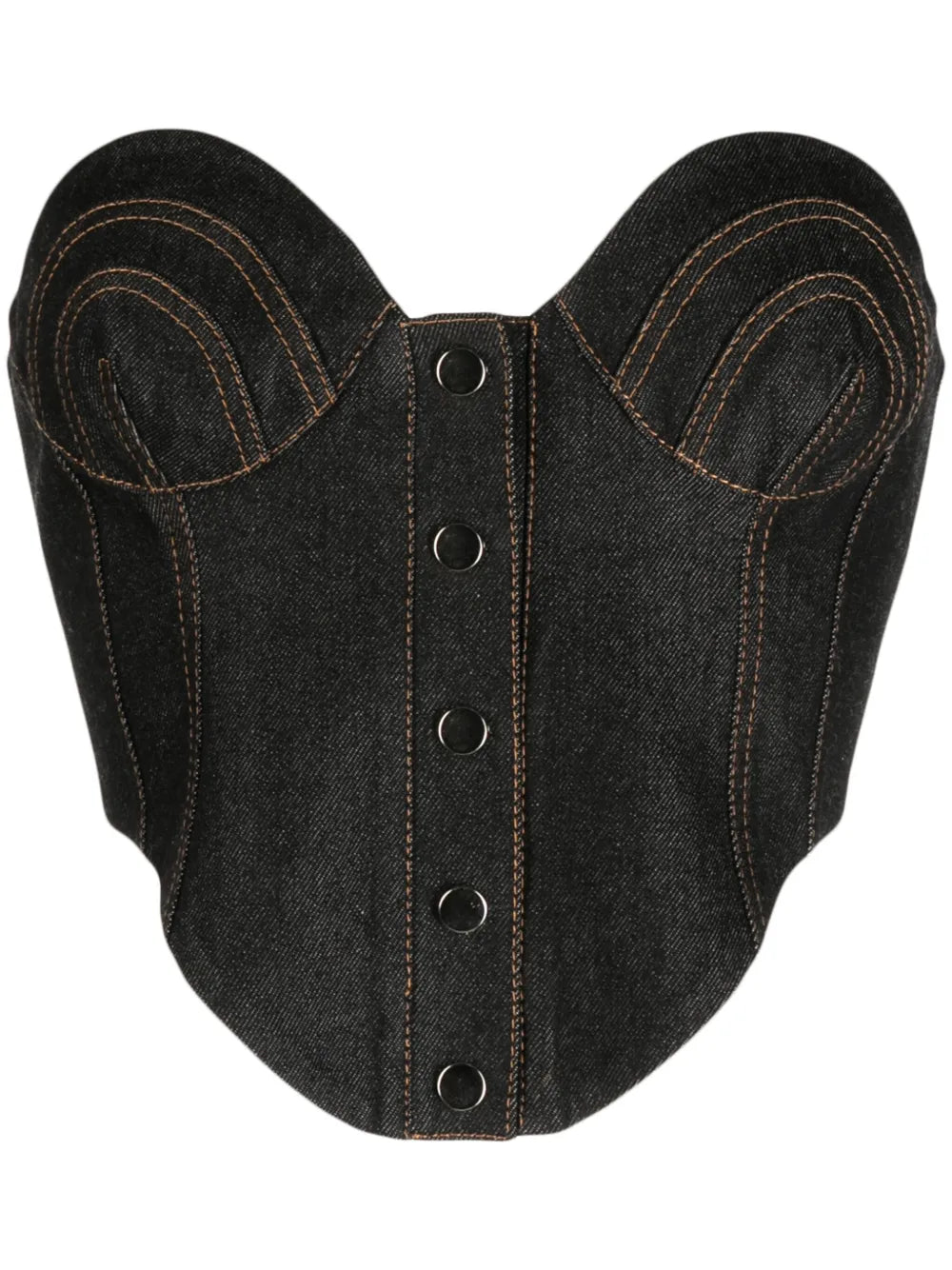 Contrast-Stitching Denim Corset