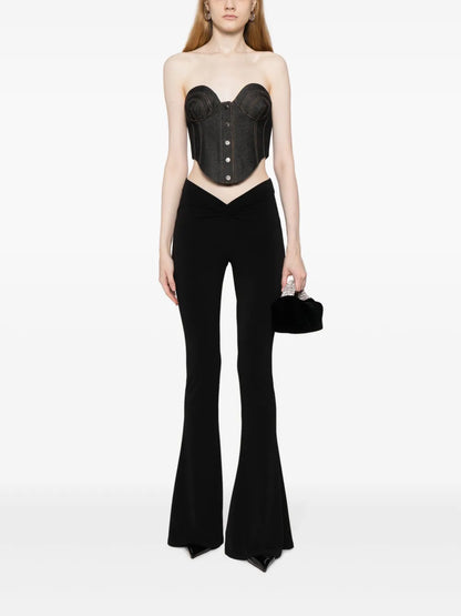 Contrast-Stitching Denim Corset