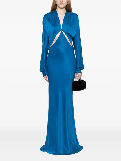 Cut Out-Detail Satin Maxi Dress