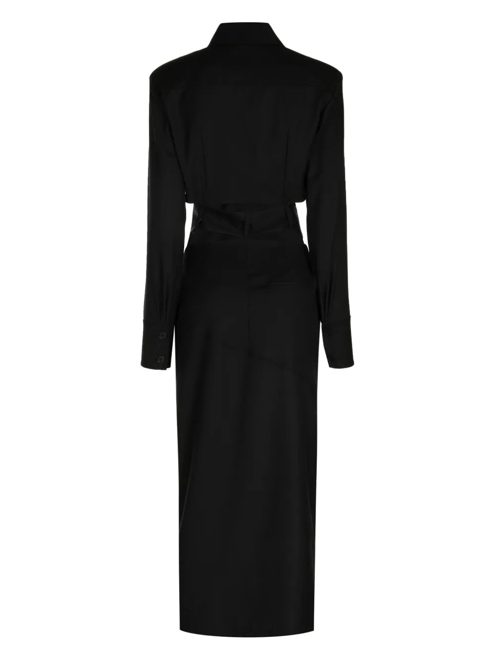 Cut Out-Detail Belted Wool Dress