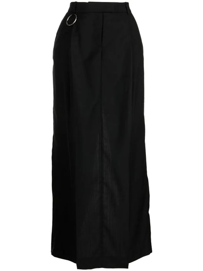 Pleat-Detail Wool Maxi Skirt