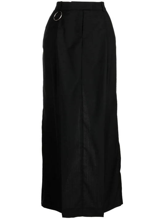 Pleat-Detail Wool Maxi Skirt